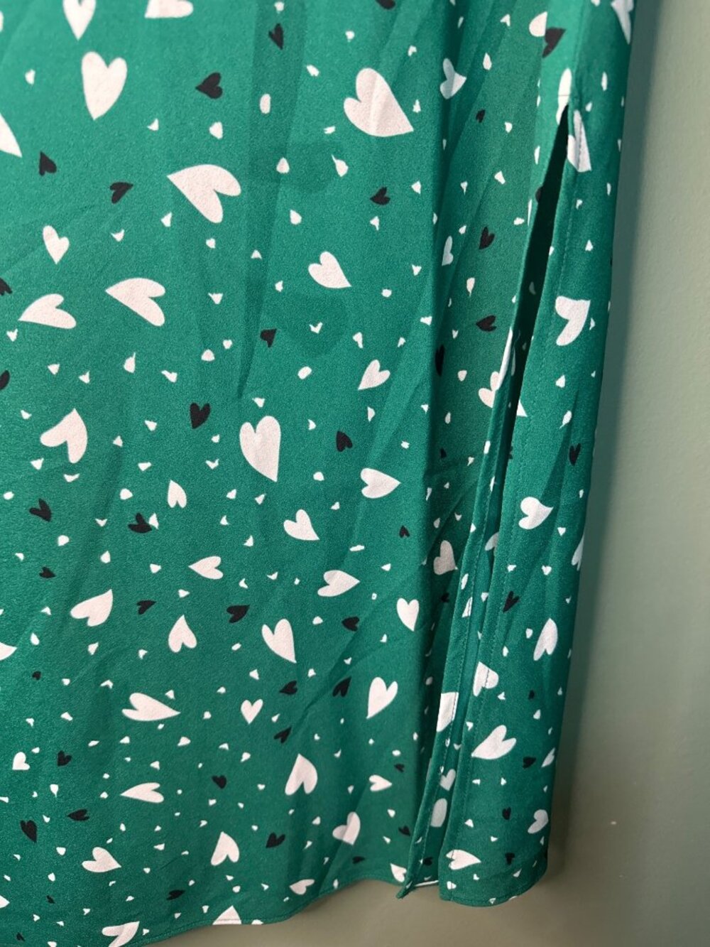 LOFT Green Floral Maxi Skirt Side Slit White Print Boho Size L romantic artsy - Picture 3 of 7